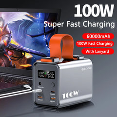 Power Bank 60000 mAh PD 100W Fast Charging