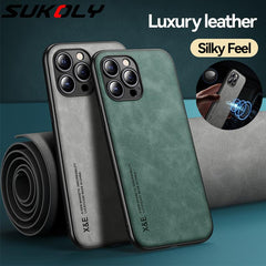 Premium Magnetic Sheepskin Leather iPhone Case